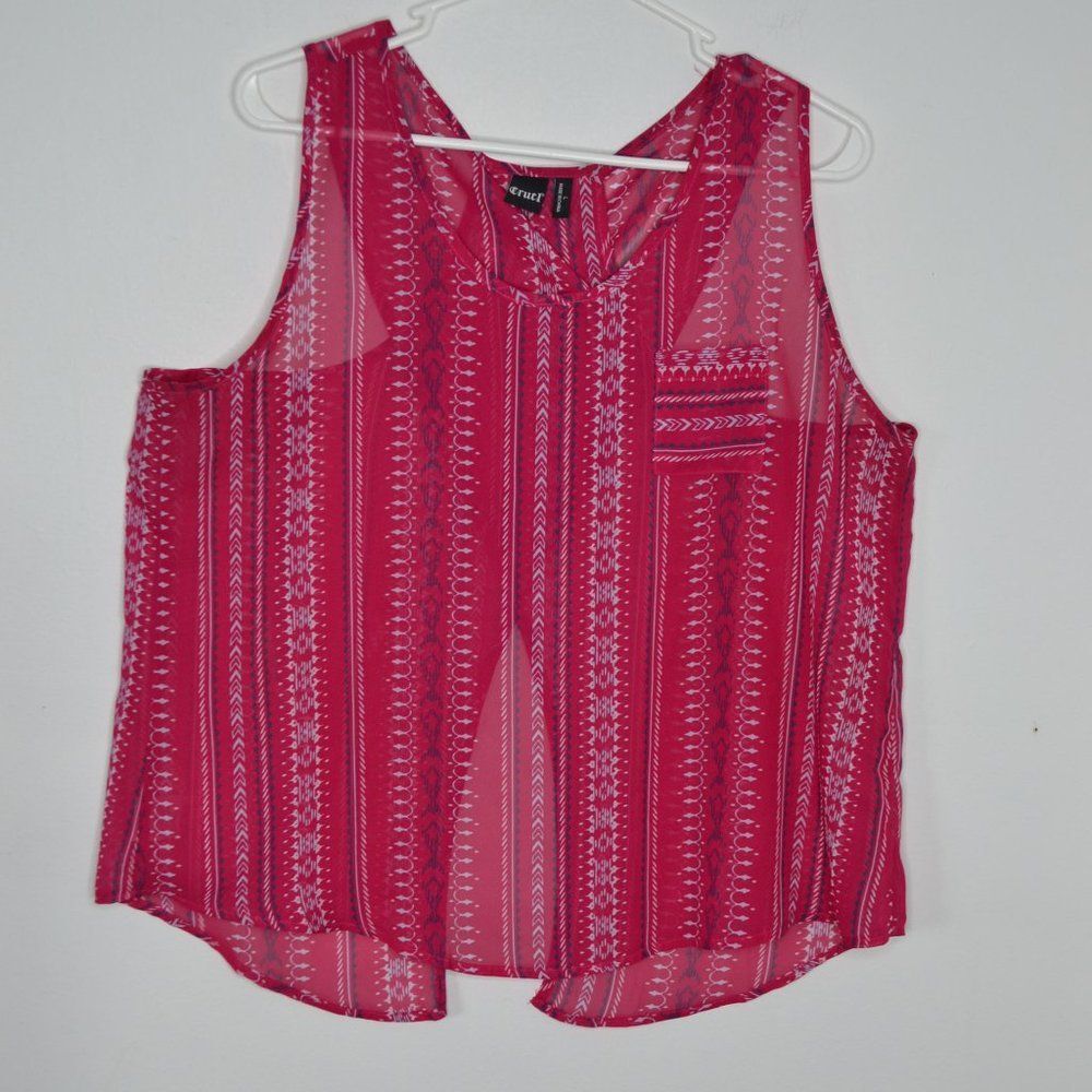 Cruel Girl Juniors Large Pink Sheer Crisscross Split Back Tank Top